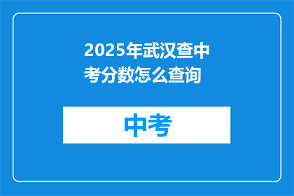 2025年武汉查中考分数怎么查询