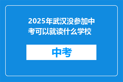 2025年武汉没参加中考可以就读什么学校