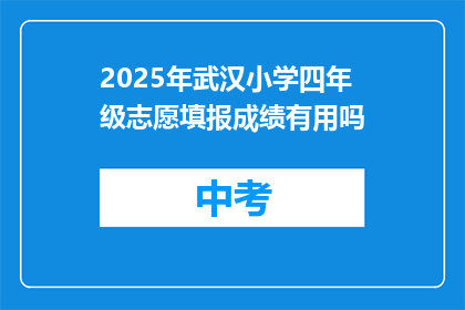 2025年武汉小学四年级志愿填报成绩有用吗