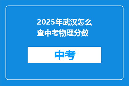 2025年武汉怎么查中考物理分数