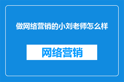 做网络营销的小刘老师怎么样