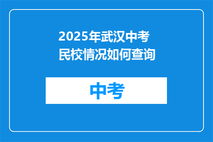 2025年武汉中考民校情况如何查询