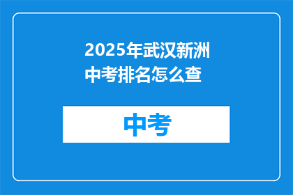 2025年武汉新洲中考排名怎么查