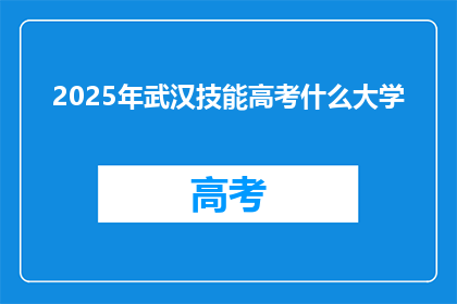 2025年武汉技能高考什么大学
