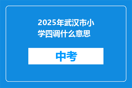 2025年武汉市小学四调什么意思