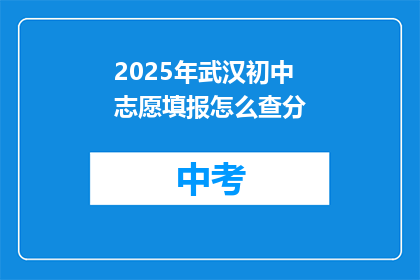 2025年武汉初中志愿填报怎么查分