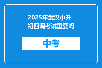 2025年武汉小升初四调考试重要吗