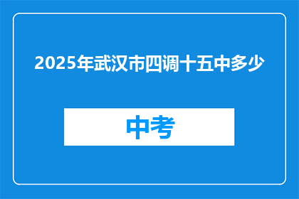 2025年武汉市四调十五中多少