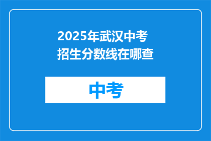 2025年武汉中考招生分数线在哪查
