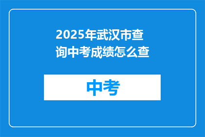 2025年武汉市查询中考成绩怎么查