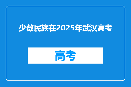少数民族在2025年武汉高考