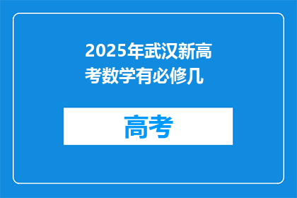 2025年武汉新高考数学有必修几