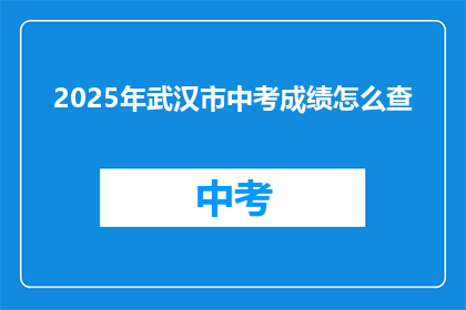 2025年武汉市中考成绩怎么查