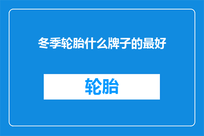 冬季轮胎什么牌子的最好