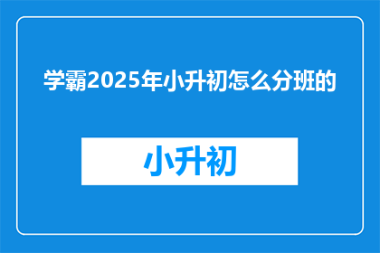 学霸2025年小升初怎么分班的