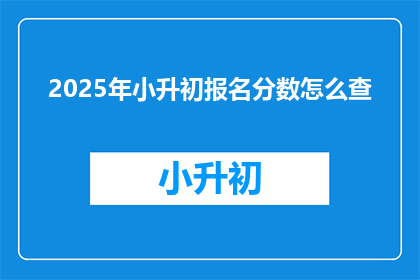 2025年小升初报名分数怎么查