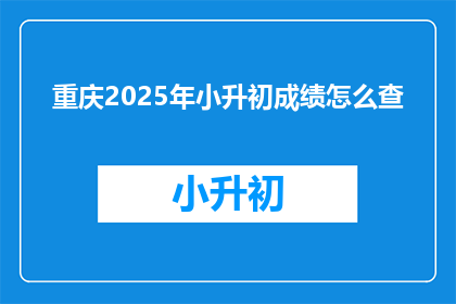 重庆2025年小升初成绩怎么查