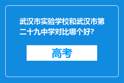 武汉市实验学校和武汉市第二十九中学对比哪个好？