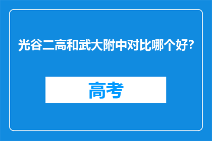 光谷二高和武大附中对比哪个好？
