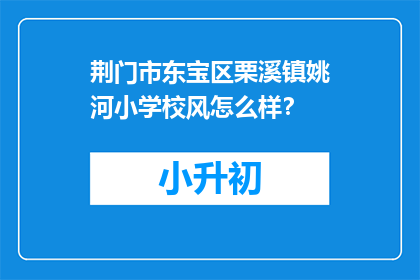 荆门市东宝区栗溪镇姚河小学校风怎么样？