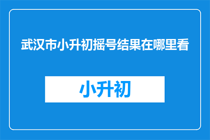 武汉市小升初摇号结果在哪里看