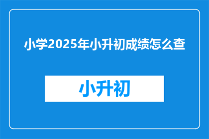 小学2025年小升初成绩怎么查