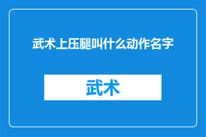 武术上压腿叫什么动作名字