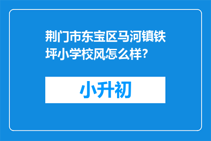 荆门市东宝区马河镇铁坪小学校风怎么样？