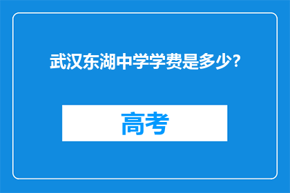 武汉东湖中学学费是多少？