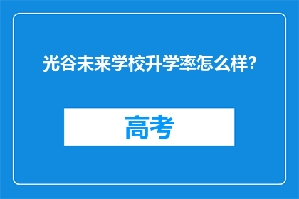 光谷未来学校升学率怎么样？