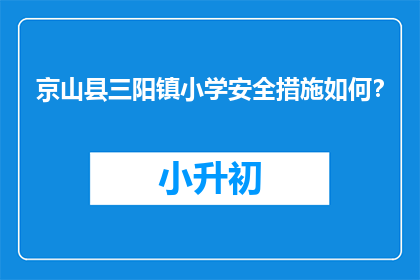 京山县三阳镇小学安全措施如何？