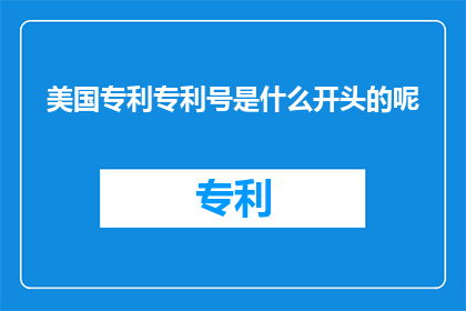 美国专利专利号是什么开头的呢