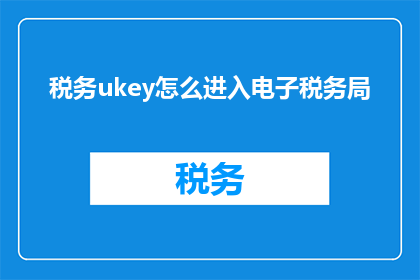 税务ukey怎么进入电子税务局