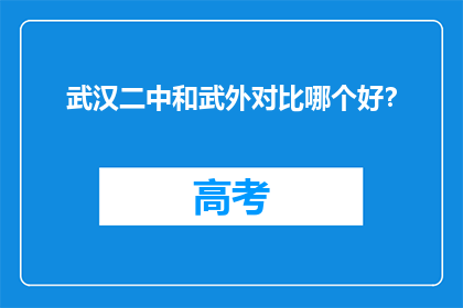 武汉二中和武外对比哪个好？