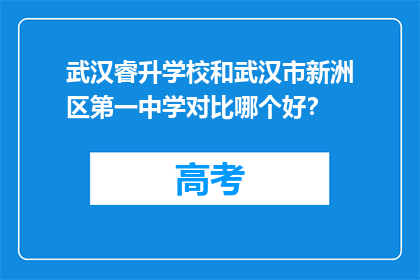 武汉睿升学校和武汉市新洲区第一中学对比哪个好？