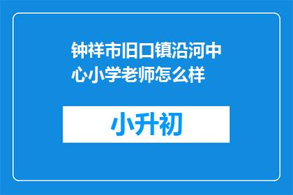 钟祥市旧口镇沿河中心小学老师怎么样