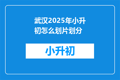 武汉2025年小升初怎么划片划分