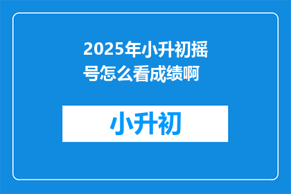 2025年小升初摇号怎么看成绩啊