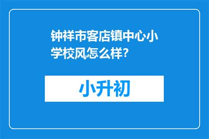钟祥市客店镇中心小学校风怎么样？