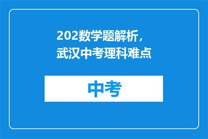 202数学题解析，武汉中考理科难点