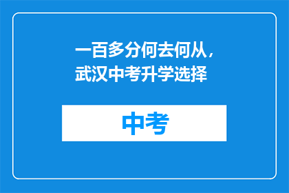 一百多分何去何从，武汉中考升学选择