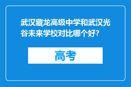 武汉藏龙高级中学和武汉光谷未来学校对比哪个好？