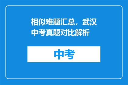 相似难题汇总，武汉中考真题对比解析