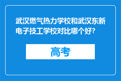 武汉燃气热力学校和武汉东新电子技工学校对比哪个好？