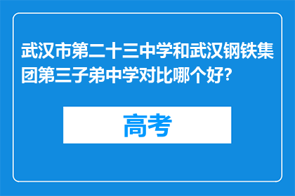 武汉市第二十三中学和武汉钢铁集团第三子弟中学对比哪个好？