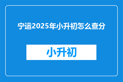 宁运2025年小升初怎么查分