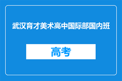 武汉育才美术高中国际部国内班
