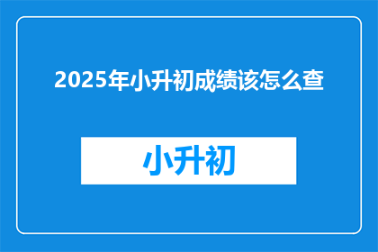 2025年小升初成绩该怎么查