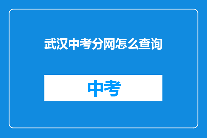 武汉中考分网怎么查询
