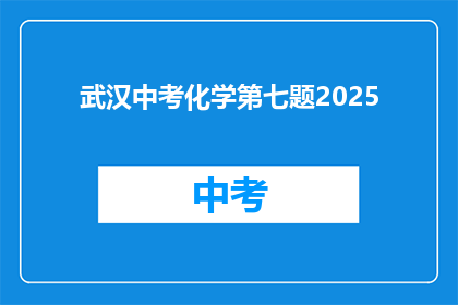 武汉中考化学第七题2025